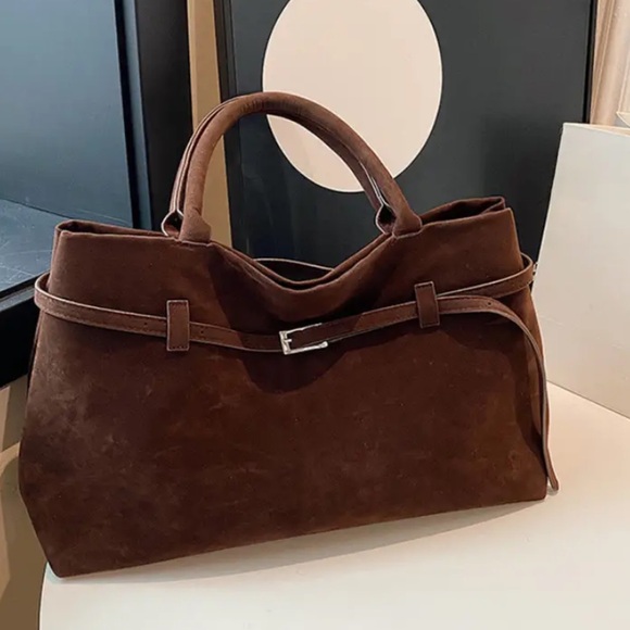 NEW Chic Faux Suede Handbag, Spacious Perfect for Work, Shopping, Travel, Coffee - Picture 5 of 7